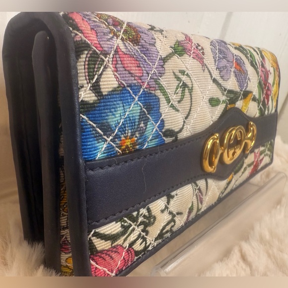 GUCCI ZUMI FLORA CANVAS LEATHER LONG BIFOLD WALLET 8BE1524
. - Picture 5 of 16